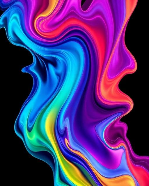 Neon ink flowing through crystal water, macro cinematic